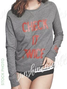 Victoria’s Secret VS🎄Holiday “CHECK IT TWICE” Fleece Crewneck Graphic Sweatshirt